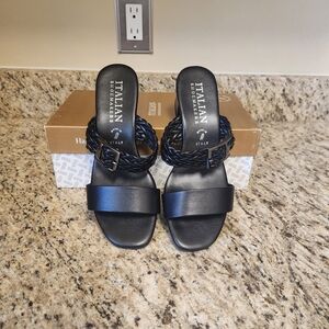 Italian Shoemakers Black Woven Strap Sandals